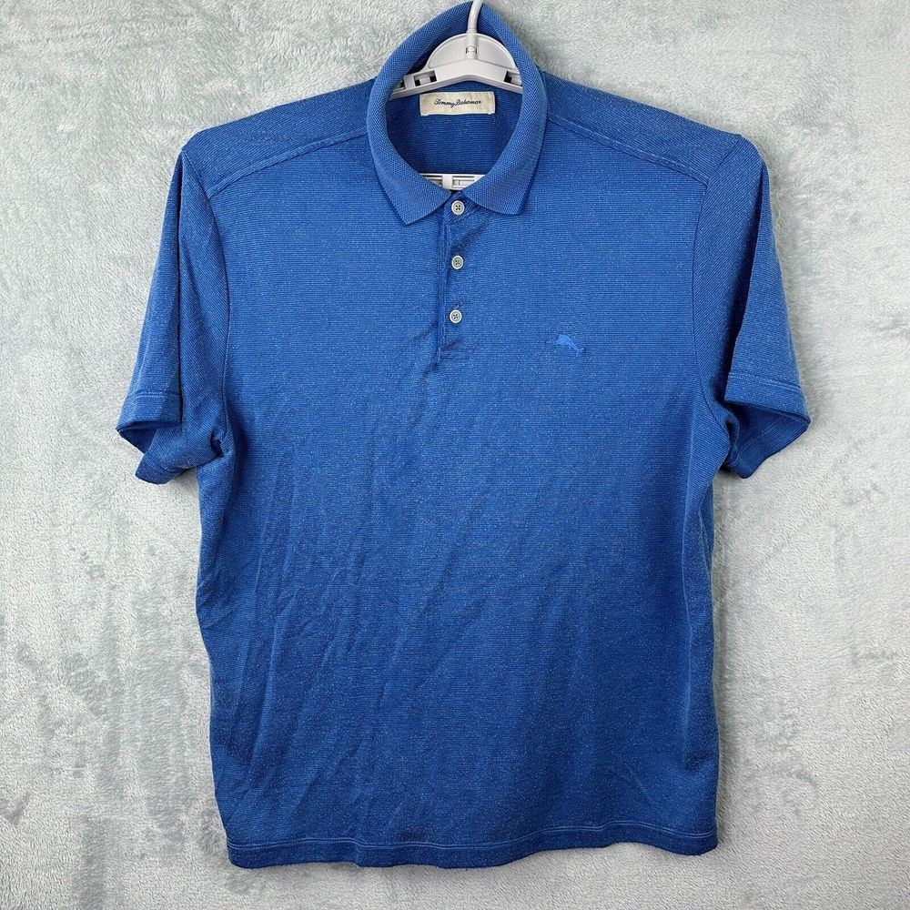 Tommy Bahama Polo Shirt Men XL Blue Short Sleeve Modal Polyester